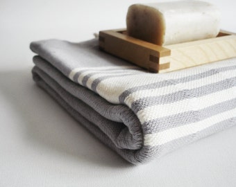SALE 50 OFF/ BathStyle / Gray-White / Turkish Beach Bath Towel Peshtemal / Bath, Beach, Spa, Swim, Pool Towels