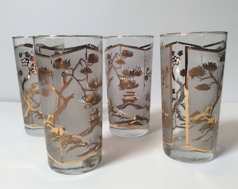 Libbey Glass Company Tumblers Juice Glasses Fuji Screen Rare Pattern