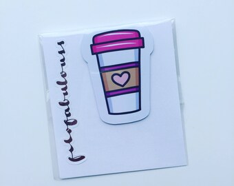 Pink Coffee Magnetic Book Mark - Page Marker