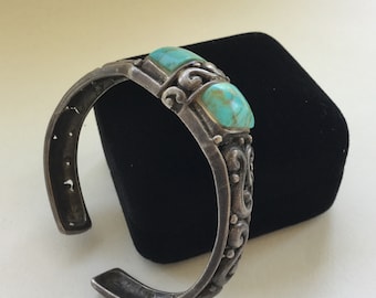 Native American Sterling Turquoise Cuff