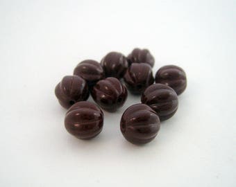 Set of 10 beads 8 mm Op melons. Cocoa Brown - VPRM8 0142
