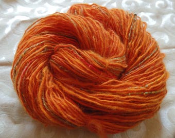 Big Huge Jackolantern handspun coopworth yarn with merino and silk. 175 yards worsted weight