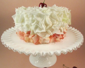 Fake Cake White and Pink Faux Flower Petals With a Cherry on Top Birthday Cake Display Cake Tea Party Décor Bridal Shower Cake