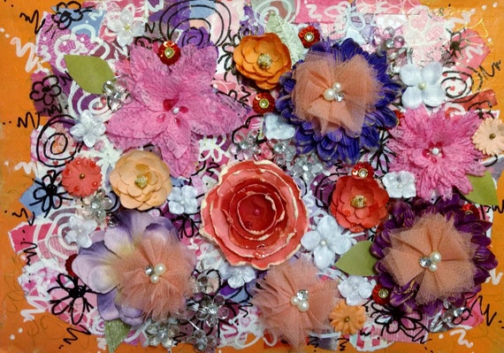 Reserved 4 Kelley Flowers Collage Art Floral Mixed Media