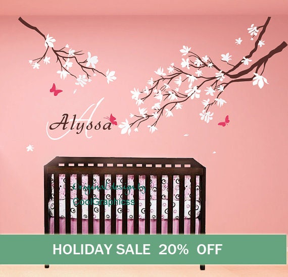 flower wall decal baby name decal vinyl wall decals wall mural