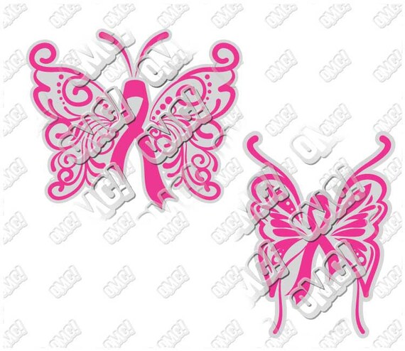 Download Filigree Butterfly Awareness Swirly Cancer Ribbon svg dxf eps