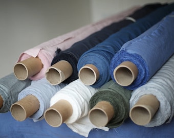 LINEN FABRIC / natural dyed / pre-washed / eco friendly in 22 different colours