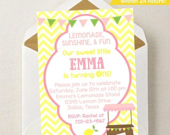 Pink Lemonade Invitation // Pink Lemonade Birthday Invitation // Lemonade Birthday // Lemonade Invitation // Lemonade Stand // Pink Lemonade