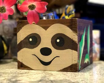 Sloth // Multiple Sizes // Planter // Desk Organizer // Caddy // Napkin Holder // Handmade and Hand Painted