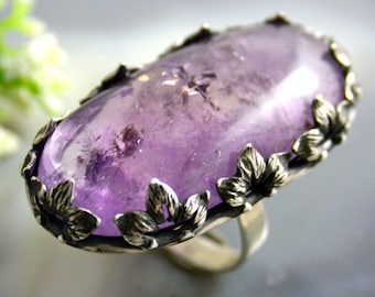 Amethyst Ring / Amethyst Statement Ring / Purple Amethyst Ring / Amethyst Sterling Ring /Sterling Silver Jewelry