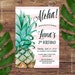 Pineapple Invitation, Birthday Party Invitation, Aloha Luau Hawaiian Printable Invitation