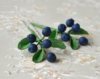 Navy Blue Wedding hair pin Spring Wedding hair piece Blueberry Floral accessory Woodland bridal accessories Boho hair pins Romantic wedding