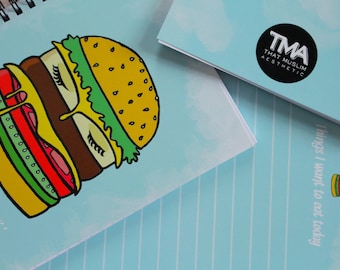 Niqaab Foodie- A5 Notebook (Lined) Islamic Inspired Burger Blue