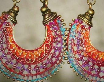 Boho Jewelry Orange Jewelry Hippie Jewelry Bohemian Jewelry Boho Jewelry Tribal Jewelry Hippie Jewelry Orange Earrings Hoop Earrings Boho Ea