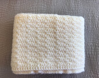 Crochet Baby Blanket, Cream
