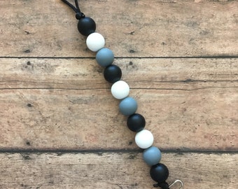 Teething Pacifier Clip - Black, Grey, White