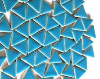 Triangle Ceramic Mosaic Tiles - Thalo Blue - 50g (1.75 oz)
