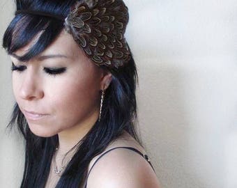 hippie feather headband - bohemian feather fascinator - feather hairband - women's boho accessory - feather hair piece - GIANNA