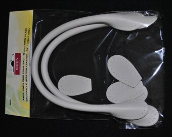 bag handle x 2 in leatherette white 40cm 98490 pins