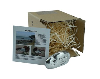 11th Anniversary You Are My Rock Gift Idea - Solid Metal Heavy Polished Rock Gift for 11 Year Anniversary