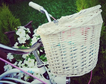 Bike basket, wicker bike basket, shopping basket, bike bag, white bike basket, bicycle basket
