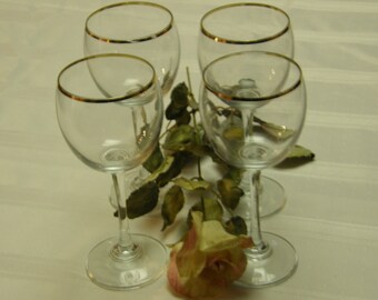 Set of Four Retro Wine Glasses