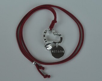 Necklace heart & engraved plate