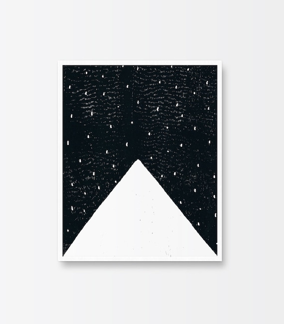 Printable art mountain poster black and white minimalist art hand illustrated mountain peak hand drawn linocut woodcut ink pen Printable art mountain poster black and white minimalist art hand illustrated mountain peak hand drawn linocut woodcut ink pen