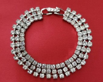 Art Deco 3-row Rhinestone Bracelet