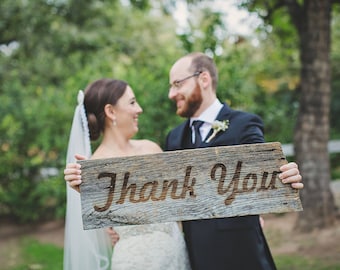 Thank You Sign | made with reclaimed wood and engraved using your favorite font