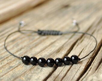 Energy Bracelet, Black Tourmaline Bracelet, Protection Bracelet, Grounding Bracelet, Base Chakra, Yoga Bracelet
