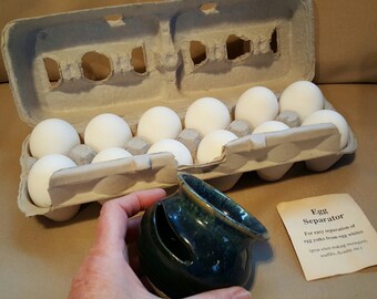 Vintage Hand Thrown Glazed Pottery Egg Separator