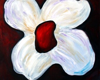 Oil Large Painting ORIGINAL Light the Darkness 30x30 Abstract Flower Modern ART on Canvas by Luiza Vizoli