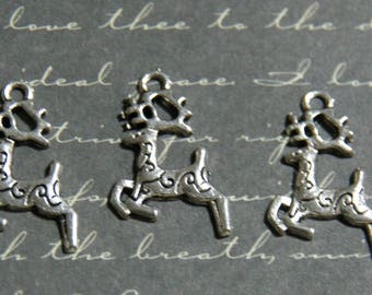 3 charms silver leaping deer 14, 5x20mm