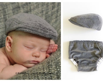 Newborn baby boy hats, coming home outfit, boy baby hat and diaper cover set, newborn photo prop, baby home coming outfit - made to order