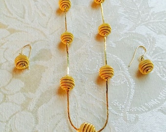 Sophisticated Elegant Trifari TM Necklace & Earing set 1970,s 36"