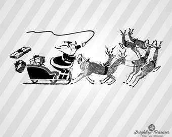 Santa And Sleigh - Dxf Svg Ai Pdf Eps Rld RdWorks Png Jpg and Wmf Print Files, Digital Cut, Vector File, Svg File, Cricut Svg, Silhouette