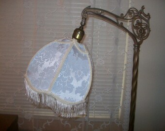 Beautiful New Light Blue Brocade Shade 4 PETITE Bridge Lamps