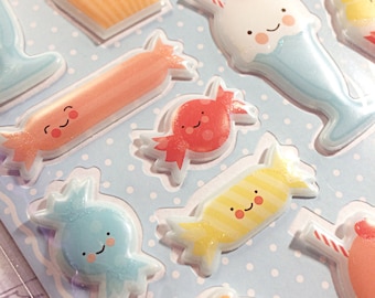 Kawaii sweets sticker sheet - kawaii Stickety-doo-da puffy sticker sheet