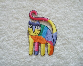 Cute Rainbow Cat Iron On Patch Cat Embroidered Applique Patches For Jackets