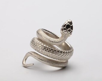 Silver Snake Ring | Viper Serpent Ring | 925 Sterling Silver Fashion Ring | Snake Jewelry for Men and Women | Tribal Ring | Animal Ring