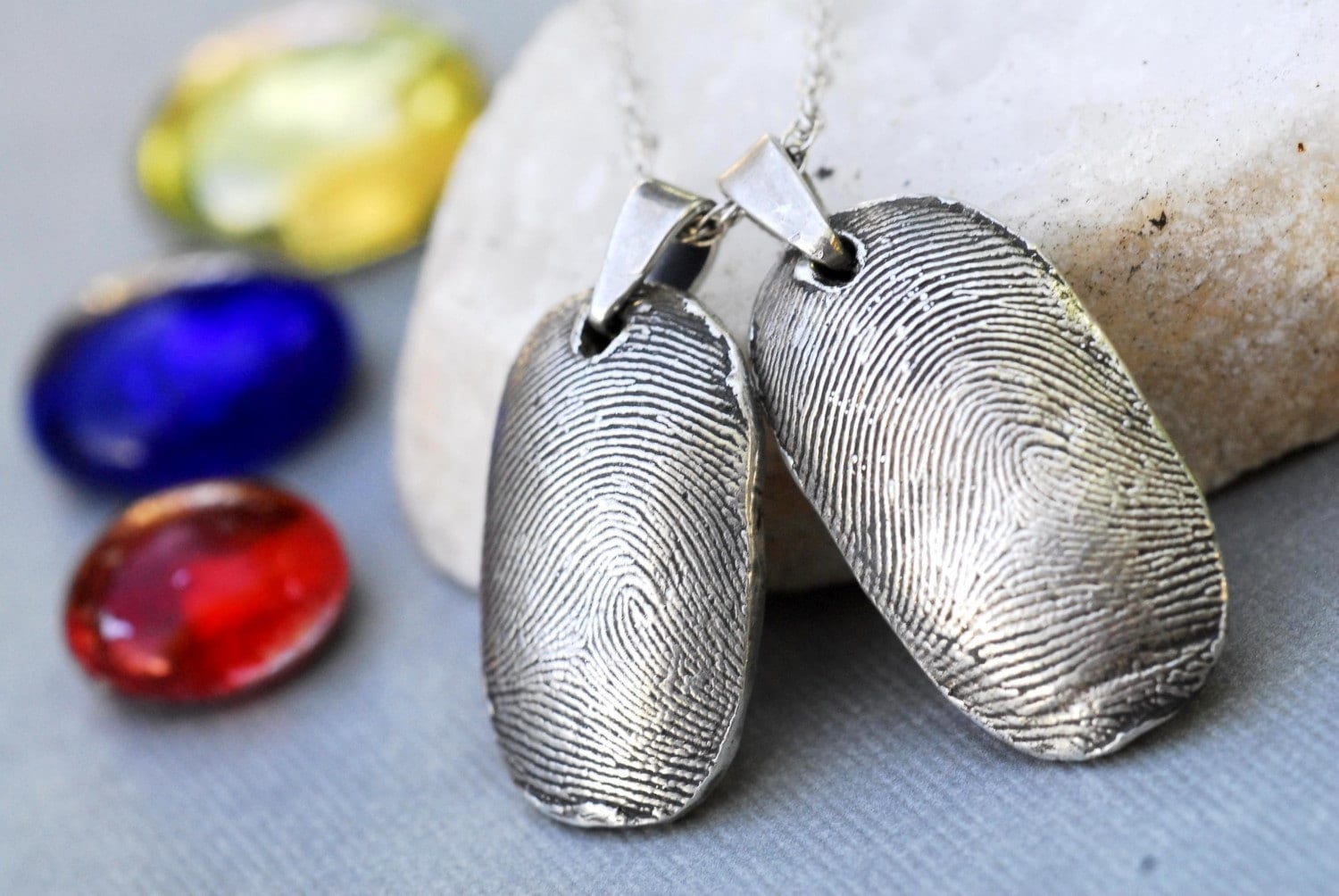 Fingerprint Necklace Jewelry Thumbprint in Sterling Silver