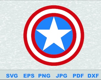 Captain America Logo Svg, DFX Eps, Vector, Cut File Silhouette Studio Cameo Cricut Design Template Stencil Vinyl Decal