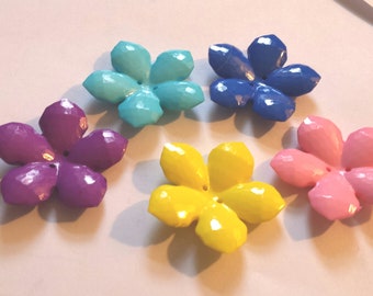 5 Colourful Acrylic flower Button
