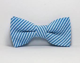 Turquoise Seersucker Little Boy's Bow Tie Bowtie Toddler Tie Ready To Ship