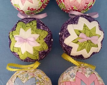 Quilted Ornaments - Pink/Green, Purple/White, Blue/Pink Spring Summer Easter