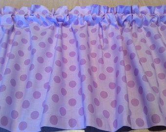 Lavender Tone on Tone Polka Dots Curtain Valance 40.5" x 15" in 100% Cotton - Handmade New.