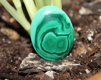 Vintage African Oval Malachite Cabochon 30X40