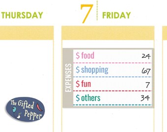 printed daily spending stickers for erin condren horizontal