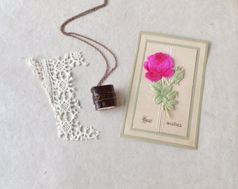 Brown Leather Book Necklace